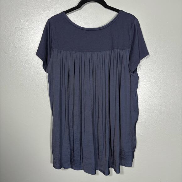 Ann Taylor LOFT Women's Navy Blue Chiffon Back T-Shirt - Size Medium - Boho Top - Picture 6 of 6